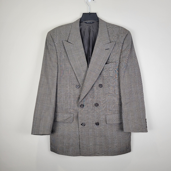Burberry Men’s Gray Plaid 100% Wool Blazer Sport Coat Estimated Size 46 - Picture 1 of 16